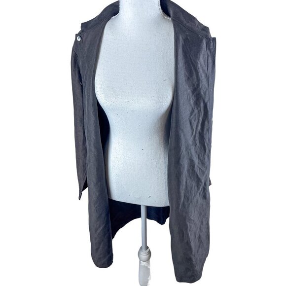 Eileen Fisher Linen Silk Band Collar Shirt size L - Picture 6 of 11